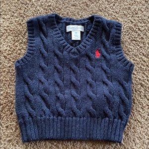 Navy Blue Polo Sweater Vest.